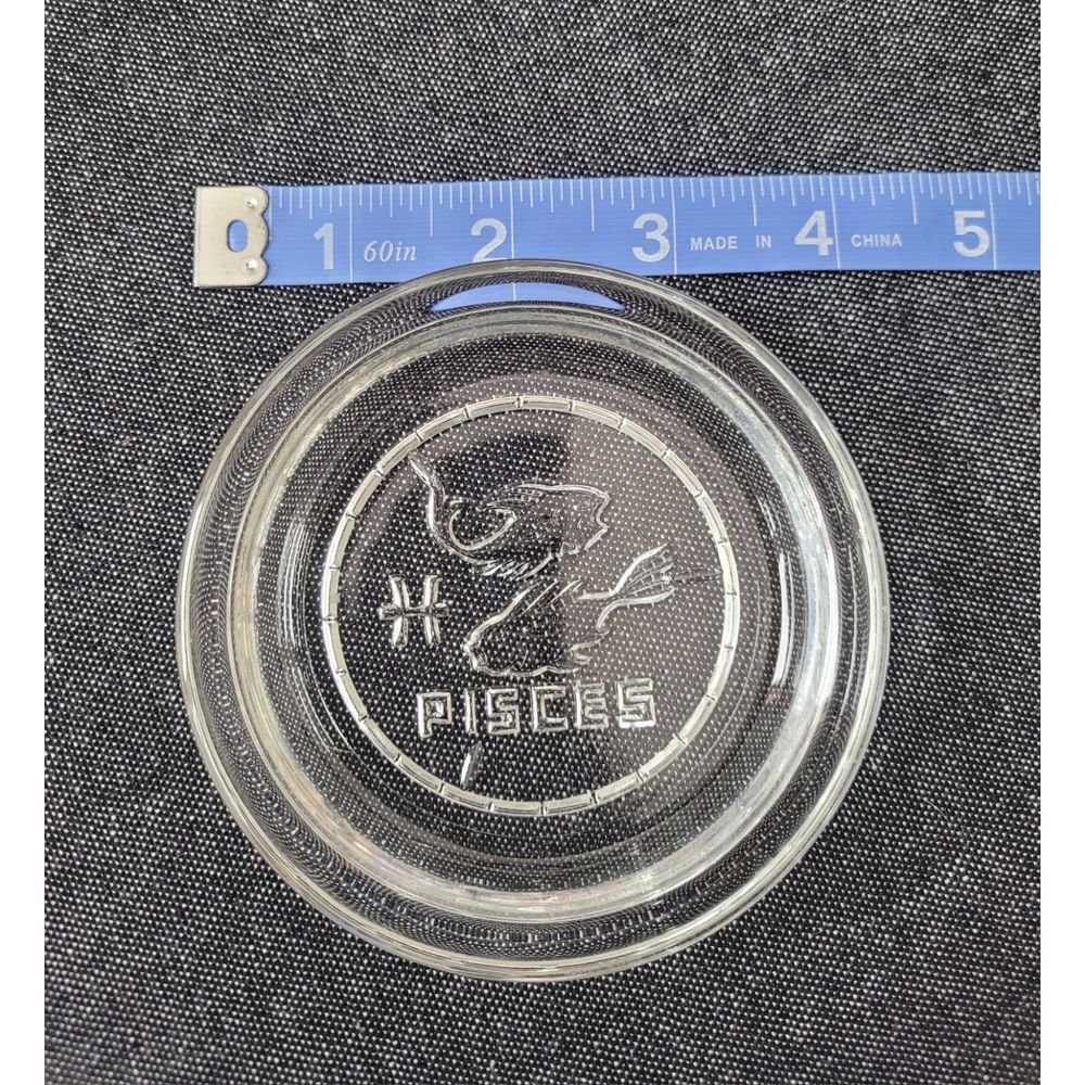 Vintage MCM 60s‎ Pisces Star Sign Trinket Dish Coaster Clear Glass Astrological - Picture 7 of 7